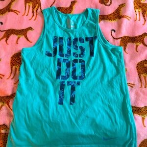 Just Do It Teal Blue Nike Logo Tank Top Tee Size Men’s M